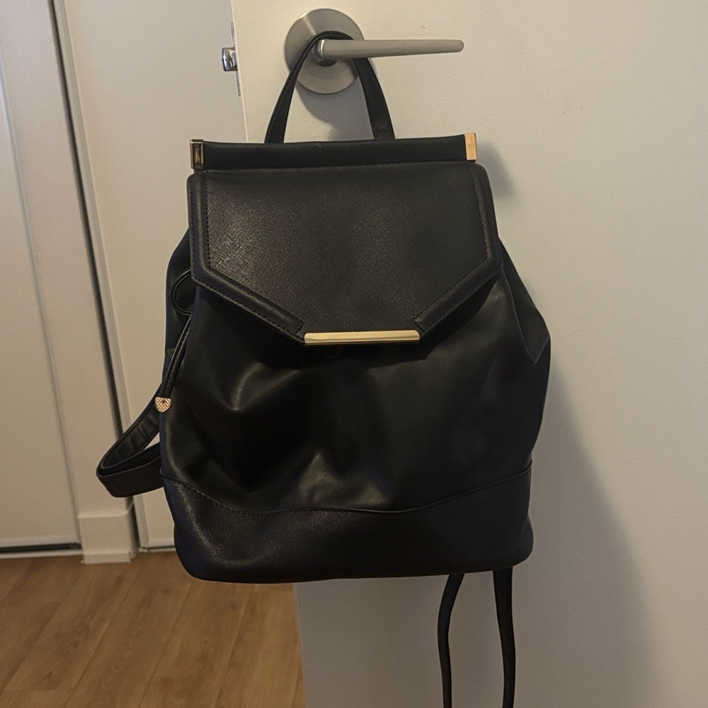 Call it spring - Elegant Black faux Leather Backpack